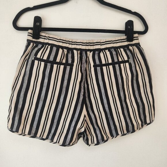Madewell Linen Blend Grey Black Evelyn Stripes Pull On Shorts Women's S - Picture 3 of 9